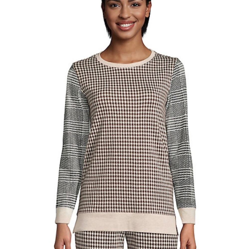 NWT! Lands' End Sport Knit Sweatshirt Tunic brownS